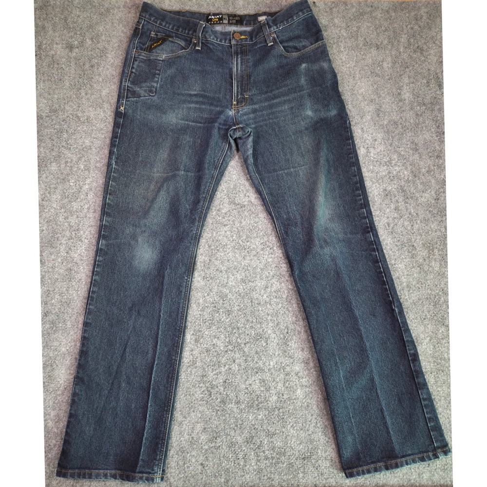 Ariat Rebar M4 Relaxed Boot Cut Jeans Mens 36x33 Dark Wash Denim Workwear